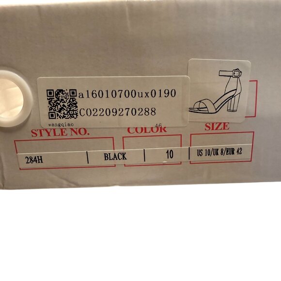 Allegra K Woman's Open Toe Chunky High Heel Ankle Strap Sandals Black 10 - Picture 6 of 11